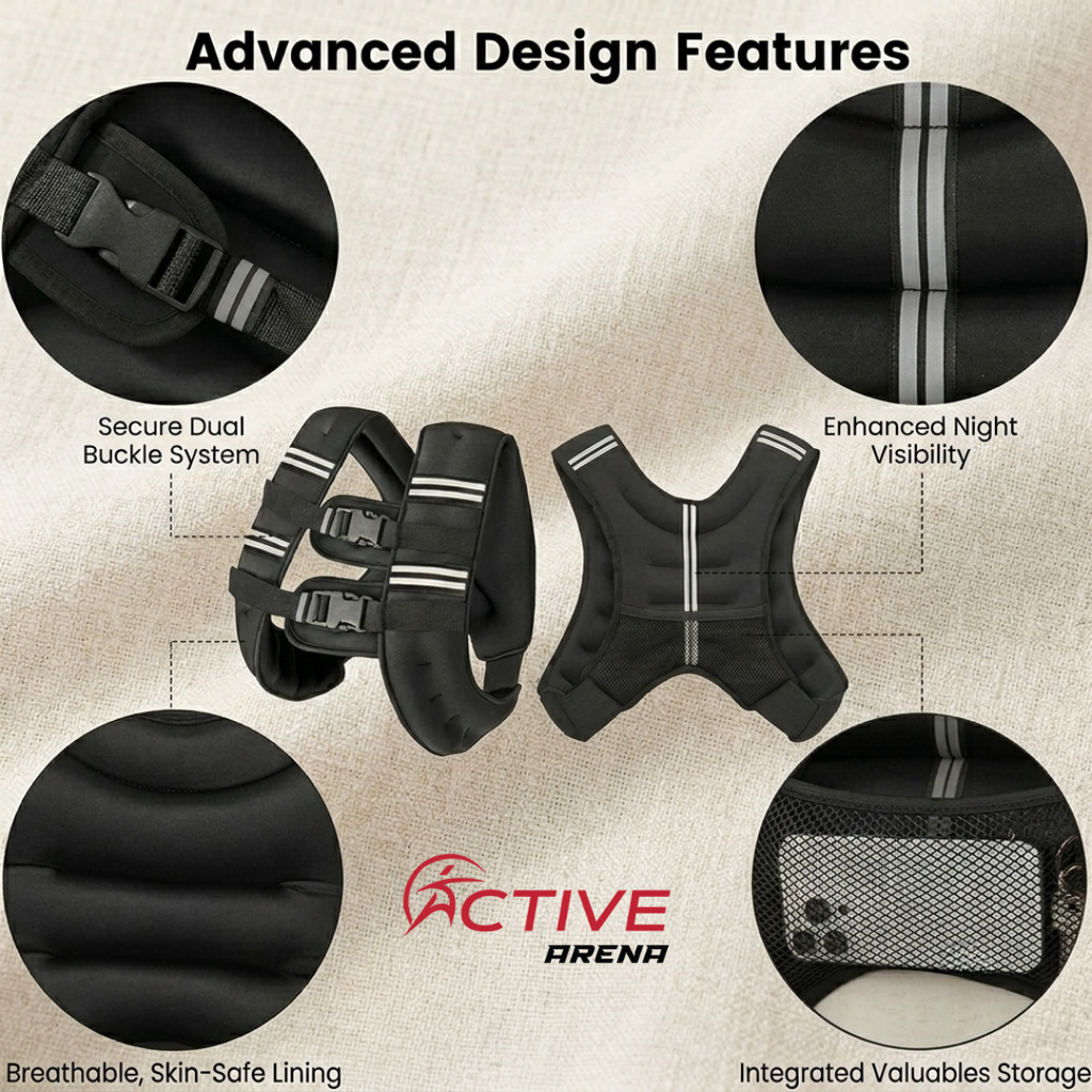 Active Arena Adjustable Weighted Vest for Men & Women – Strength Training, Running & Workout Resistance Vest